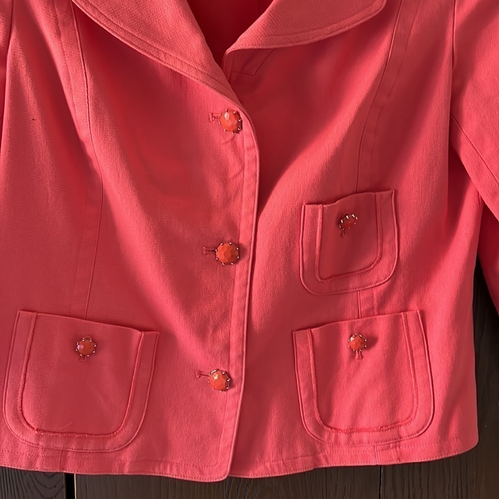 Pursuits, ltd coral 3/4 sleeved jacket. Size 10. - Picture 2 of 8